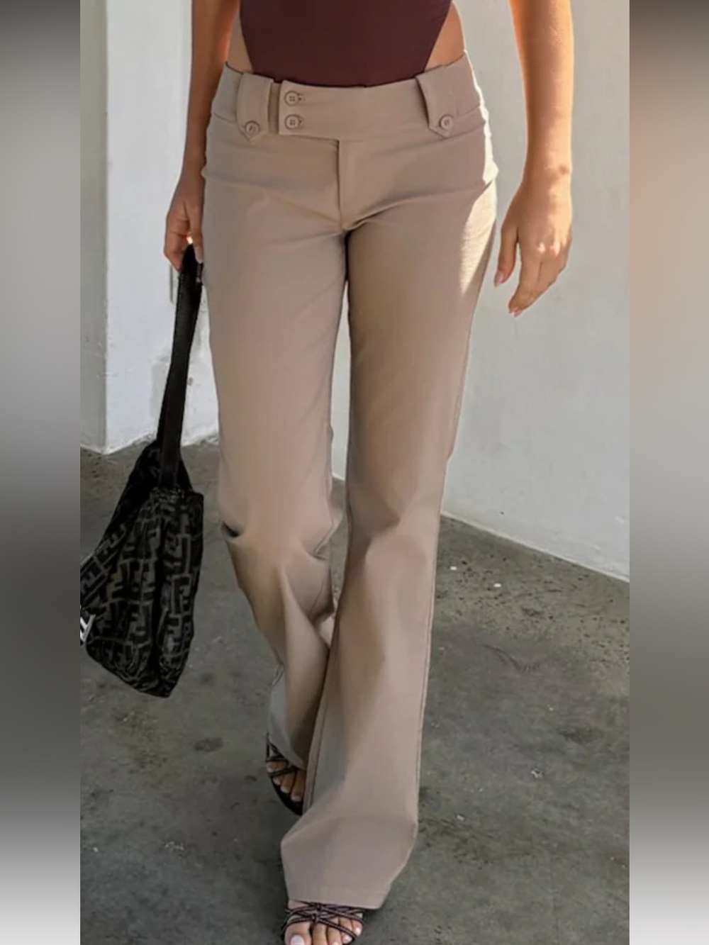 Tiger Mist Taupe Flare Pants
